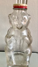 Vintage Snow Crest Beverages Glass Bear Bank Bottle Salem Mass 7” With Cap