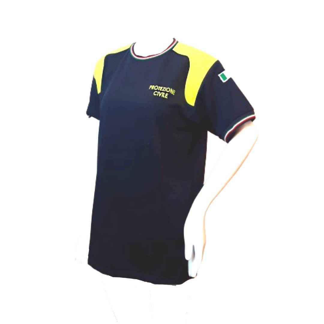 VELILLA Maglietta Bicolore In Poliestere Riciclato Con Nastri Riflettenti – Blu Navy/Giallo Fluoro, Taglia L