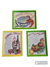 CHEF ALFREDO 1971 FRAMED PRINTS FOOD & RECIPES Lot Of 3