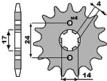Pignon avant PBR 2153 12 en acier 18NC pour une transmission fluide