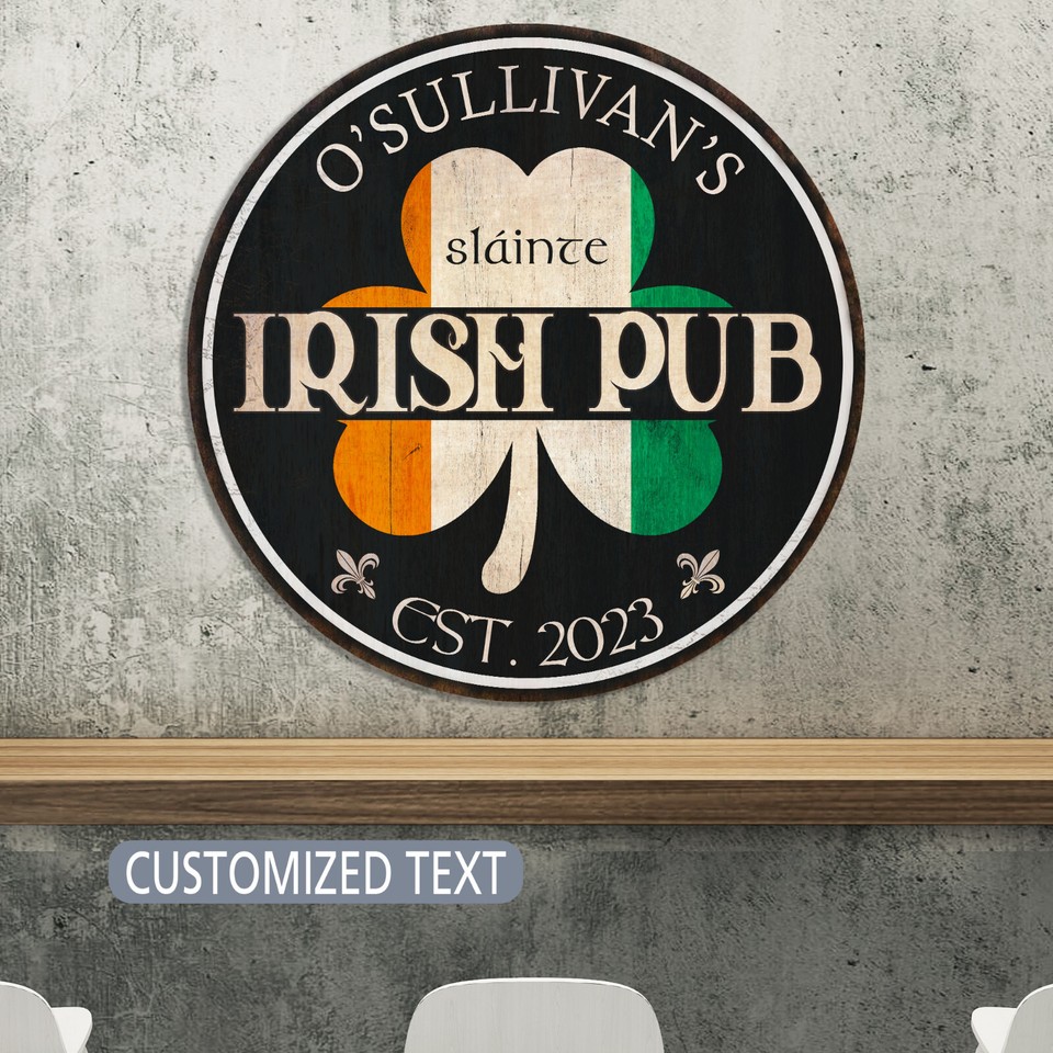 Personalized Irish Pub Sign, St Patrick's Day Decor, Irish Decor Custom ...