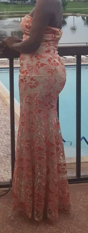 VALENTINO Abito vestito sirena corallo senza schiena floreale rosa senza spalline marrone matrimonio 7 vintage