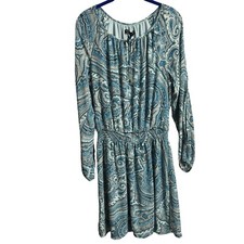 White House Black Market Dress Woman  s Size 8 Blue Paisley Fully Lined Fairy