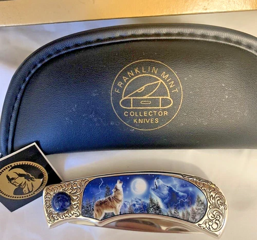 Franklin Mint Call Of The North Featured Wolf Collector Knife Series In Box