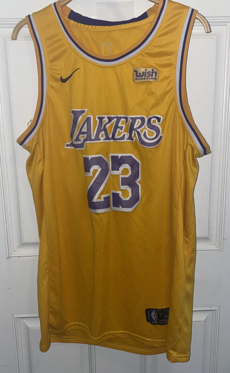 AUTHENTIC NIKE JORDAN WISH PATCH LA LAKERS LEBRON JAMES STATEMENT JERSEY 48  L