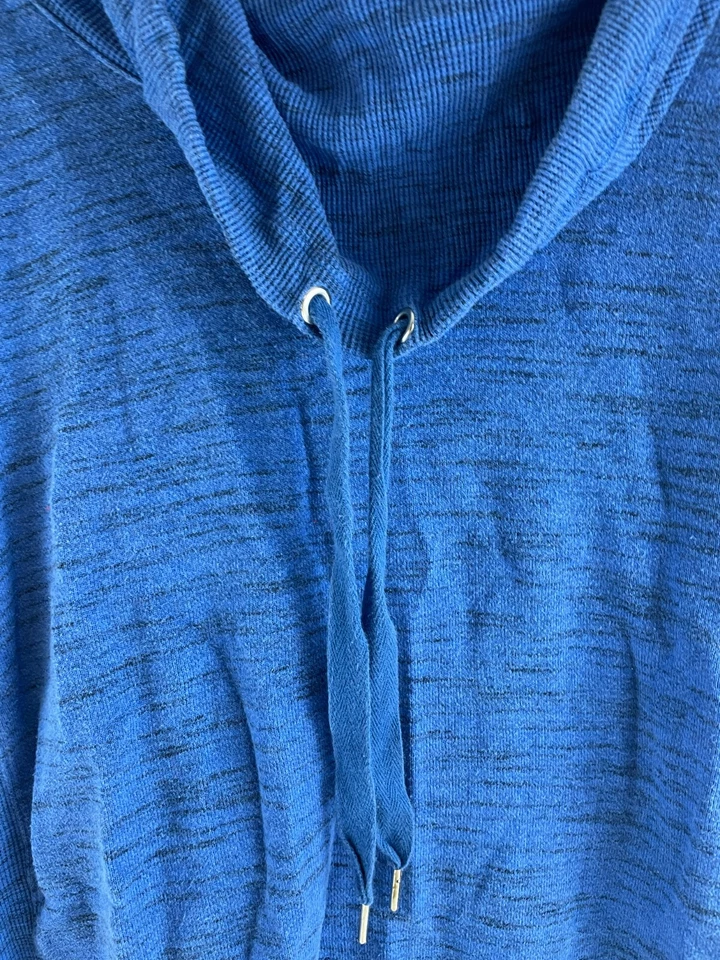 Suéter Rafaella Para Mujer Talla XL Azul Brezo Pullover Capucha Cuello Cordón Foto 3 de 4