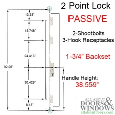 Anderesen Mortise Lock Passive Shootbolt P2000 with Rhino Hook Receptacle