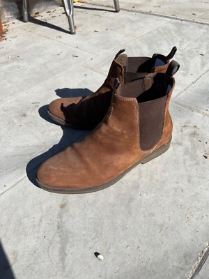 Clarks Chelsea brown Suede Leather Boots Mens Size 12 slip  display picture 2