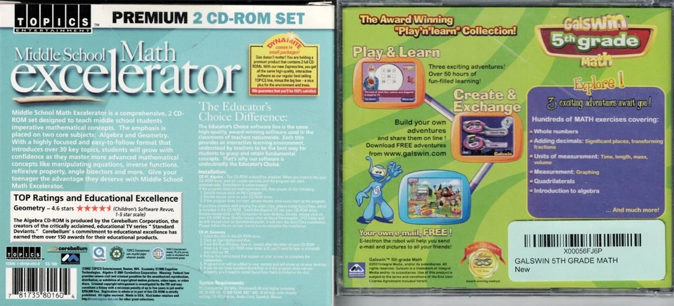 Middle School Math Excelerator & Galwins 5th Grade Math Pc New XP Get Ahead - Image 2 of 3