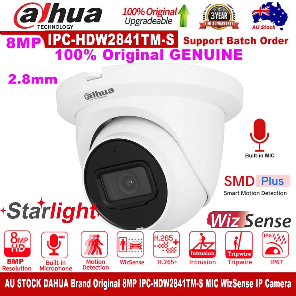 DAHUA 8CH 8POE CCTV SyStem Kit 8MP 4K WizSense MIC Turret SMD Plus IP Camera lot - Image 3 of 4