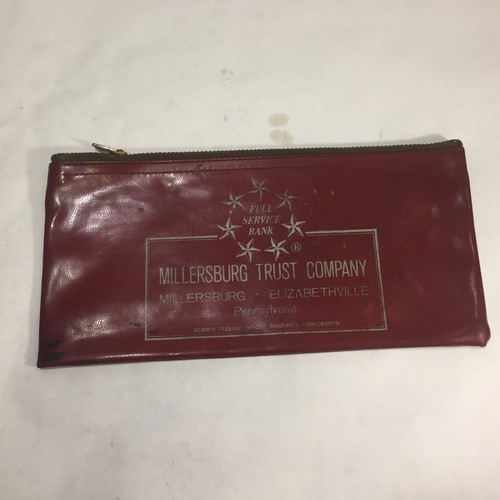 Vtg MILLERSBURG TRUST COMPANY PA BANK BAG Zip Money Deposit Banking A