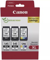 3 Canon Druckerpatronen Tinte 2X PG-545 Xl Bk / CL-546 Xl Tri-Color Multi Value