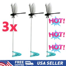 3 Fake Dragonfly Clips,Clip on Dragonfly for Outdoors 3D Dragonfly Garden-Decor
