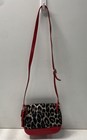 Coach Red Leopard Print Canvas Leather Crossbody Bag Silver Hardware Turnlock — photo 2