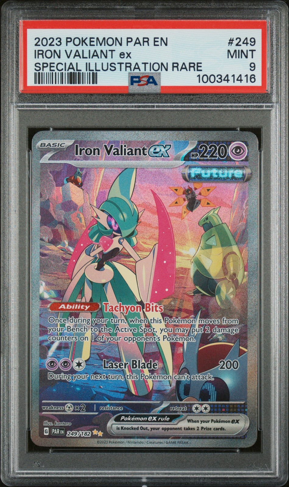 2023 POKEMON PAR EN-PARADOX RIFT SPECIAL ILLUSTRATION RARE IRON VALIANT EX PSA 9