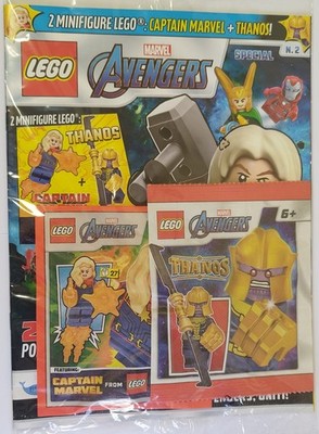Lego Marvel Avengers 2 Magazin Mit Thanos & Captain Marvel Figuren Papierbeutel