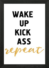 Svegliati Kick Ass ripeti incorniciato wall art poster stampa su tela quadro