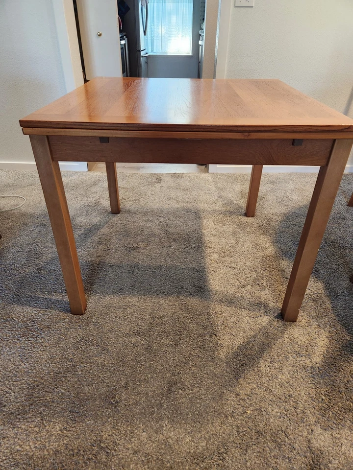 Mesa de comedor danesa de teca de Ansager Mobler MCM Mid Century 35"x (35"/51"/67") Foto 3 de 4