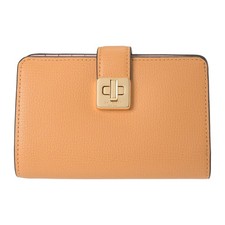 KATE SPADE Phoebe Turn Lock Medium Wallet Tiramisu Mousse Grain Leather New