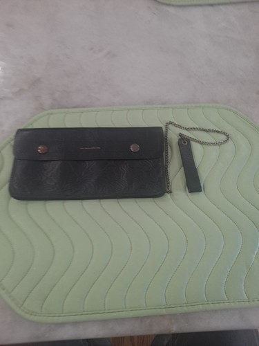 Leather Biker 8" BILLFOLD/WALLET w/ Chain, BLACK EMBOSSED - Picture 2 of 16