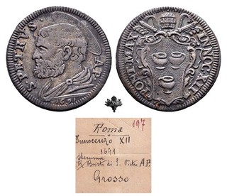 STATO PONTIFICIO Grosso 1691 Roma RARO ARGENTO Papa Innocenzo XII