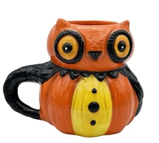 Johanna Parker Pumpkin Peeps Ceramic Owl Mug Vintage Style Transpac NEW