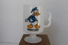 Vintage Milk Glass Mug Cup Pedestal Donald Duck Walt Disney Fire-King