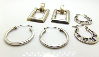 925 Sterling Silber 3 x Creolen USB017