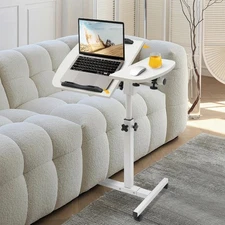 Adjustable Laptop Desk Stand – Rolling Bedside Table with Wheels & Tilt Top