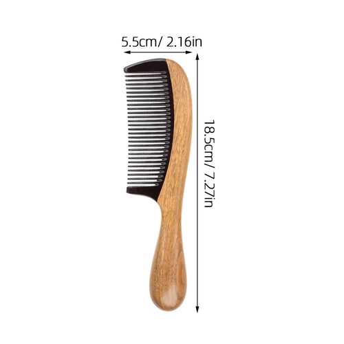 Peine para el cabello, cuerno de sándalo dentado antiestático masaje de cabeza cuero cabelludo diente ancho - Imagen 2 de 12