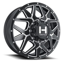 20x8.25 Hostile H402 Diablo Dually Front Gloss Blk Milled Wheel 8x200 123mm