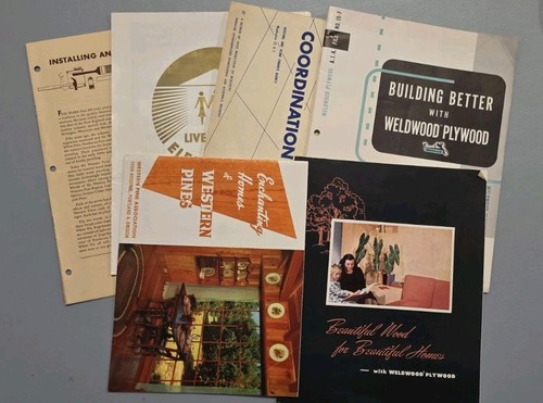 Lot of 6 Vintage 1950s Architecture Catalog Ephemera Weldwood Plywood Western...