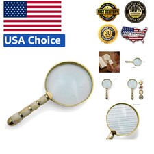Handmade 10X Brass Magnifier with Elegant Mother of Pearl Handle - Free Keychain