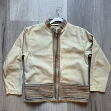 Source Unknown Vintage Tan Striped Bomber Jacket Size S or M Retro