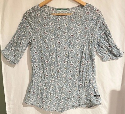 Vintage Y2K Bayo Sustainable Linen Butterfly Pattern Shirt Top Women s Large EUC