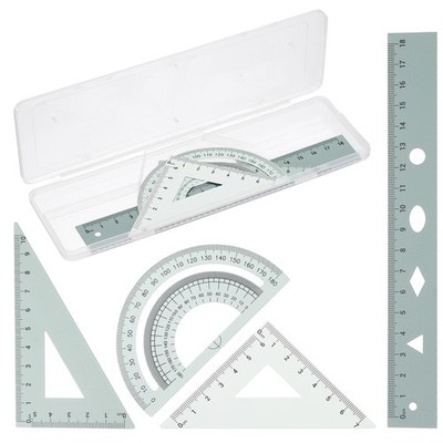 Geometrie-Set für  mit 7-Zoll-Aluminiumlineal, 2 Dreiecken, Winkelmesser in Grün