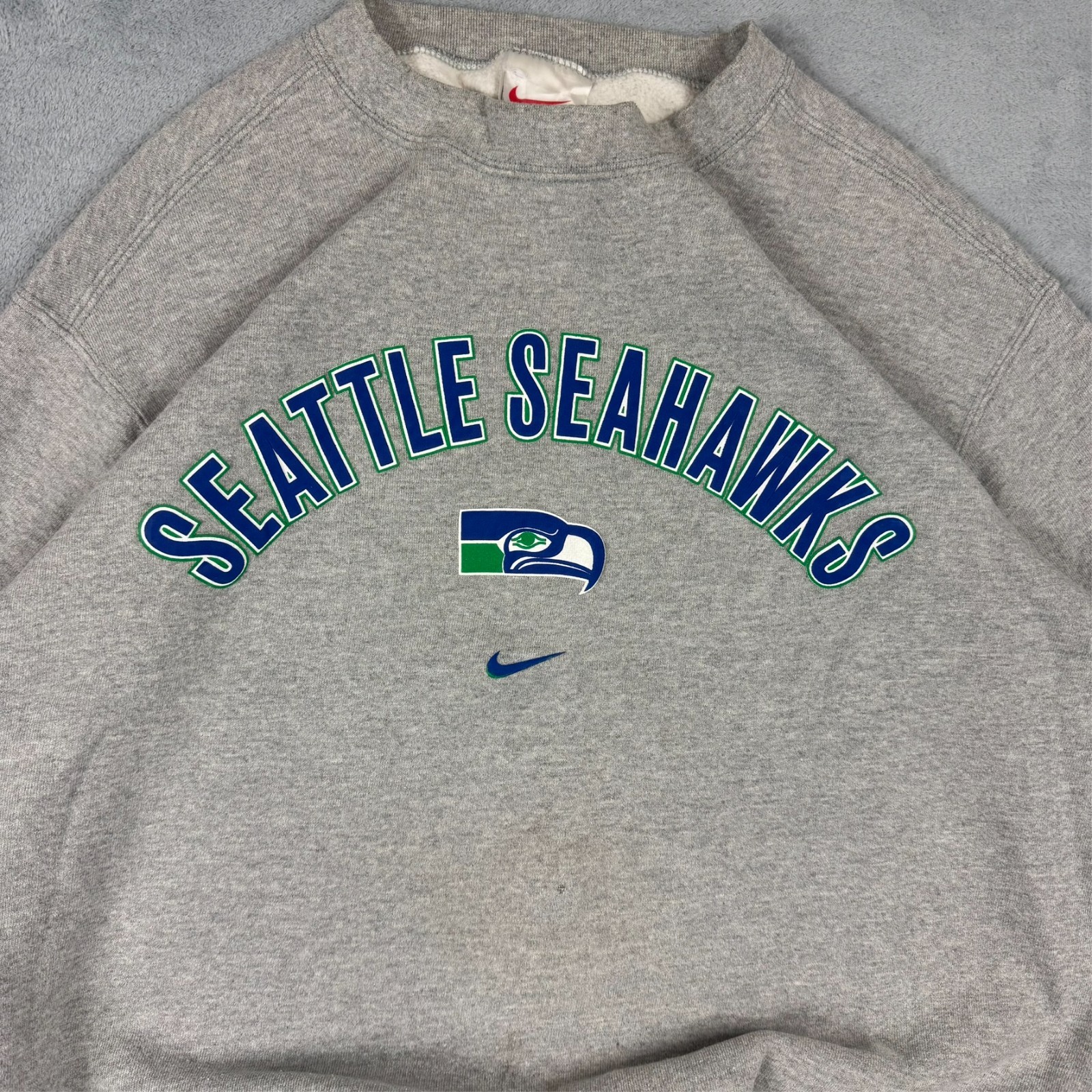 Vintage Nike 90's Y2K Grey Seattle Seahawks NFL Oversized XL Pullover Sweatshirt image 4