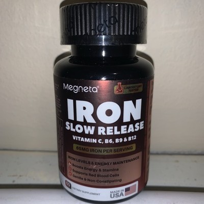 Iron 65mg Slow Release All In One. VitC B1 B12 B3 B6 Folic Acid Brand New Sealed