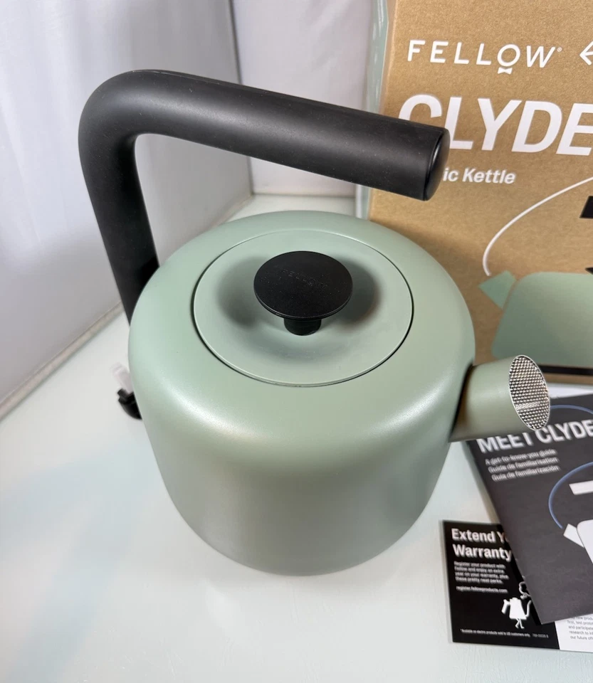 Fellow Clyde Electric Tea Kettle 1.5 Liter - Smoke Green - 360° Swivel Base, NIB - Image 4 of 4