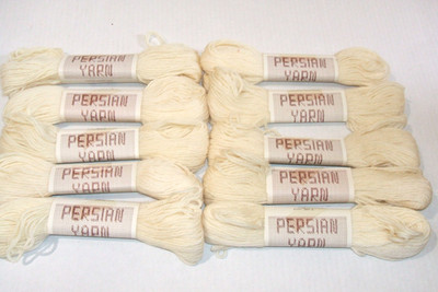 Vtg Persian Wool Yarn Lot 10 Skeins 40y 3 Ply Ecru Super Yarn Mart Tapestry