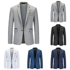 Men Suit Jacket Slim Fit Blazer Lapel Neckline Long Sleeve Regular Length