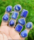 Bulk BOHO !! Lapis Lazuli Gemstone Ring Lot 925 Sterling Silver Plated Rings