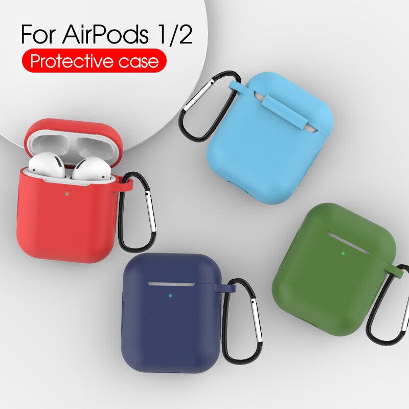 Apple AirPods Case 1/2 Silicone Protector Shockproof Cover + Keychain Navy Blue