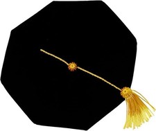 Black Velvet Doctoral Tam with Gold Tassel Graduation Cap for PhD Ceremony