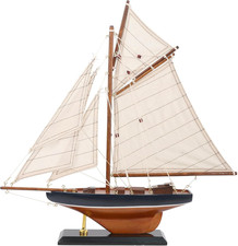 15" Wooden Sailboat Decor Classic Columbia America'S Cup Ship Model Nautical Yac