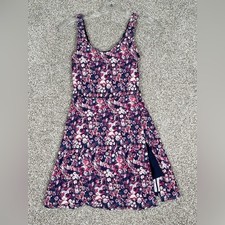 Offline By Aerie Floral Real Me Romper Dress Built In Shorts Navy  Pink Sz XS