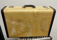 Valigia vintage Wheary bagaglio 21x 13x6 bordo pelle guscio rigido vecchia