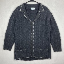 Vintage Nomadic Traders Shetland Wool Full Zip Sweater Chunky Knit Fisherman