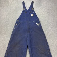 Carhartt Dungarees Adult 32x32 Blue Overalls Bib Quilted Duck Double Knee Men