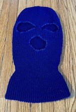 Vintage 70s 80s Ski Mask 3 Hole Robber Knit Balaclava Full Face Mask OSFA